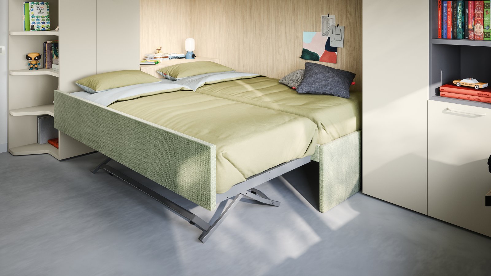 Equipped platform bed